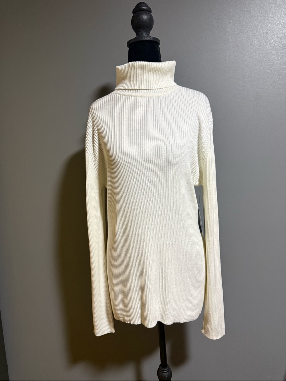 Boston Proper Ivory Ribbed Turtleneck Sweater - Picture 3 of 10